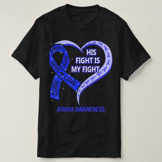 彼の戦いは私の戦いアタキア認識度ブルーリボン Tシャツ (デザイン正面)