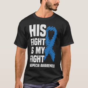 彼の戦いは私の戦いブルーリボンAlopecia Awarene Tシャツ