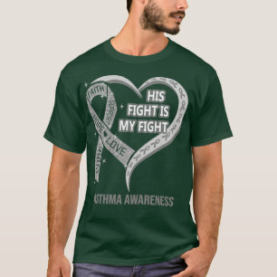 彼の戦いは私の戦いリボンハート喘息アワレ Tシャツ
