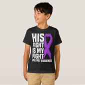 彼の戦いは私の戦い紫のリボンてんかん認識 Tシャツ (正面フル)