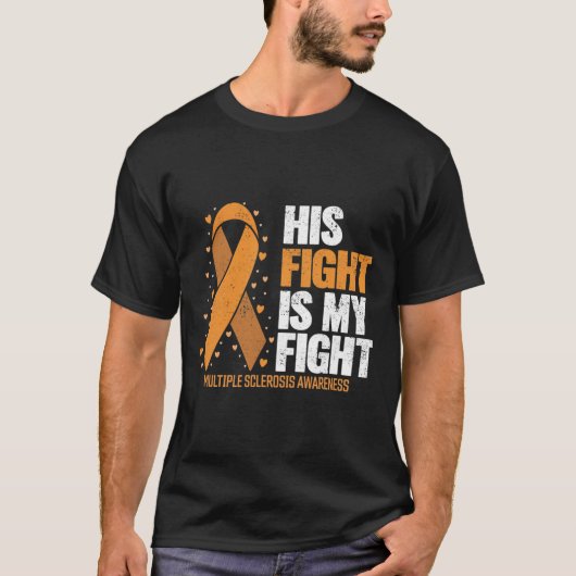 彼の戦いをサポート多発性硬化症アワル Tシャツ (正面)