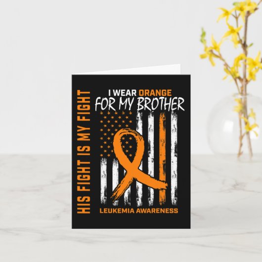 彼の戦い衣服オレンジの弟の白血病がん戦争 カード (黄色い花)