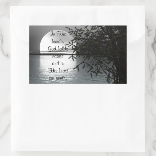 彼の手に月のステッカーを反射して 長方形シール (バッグ)