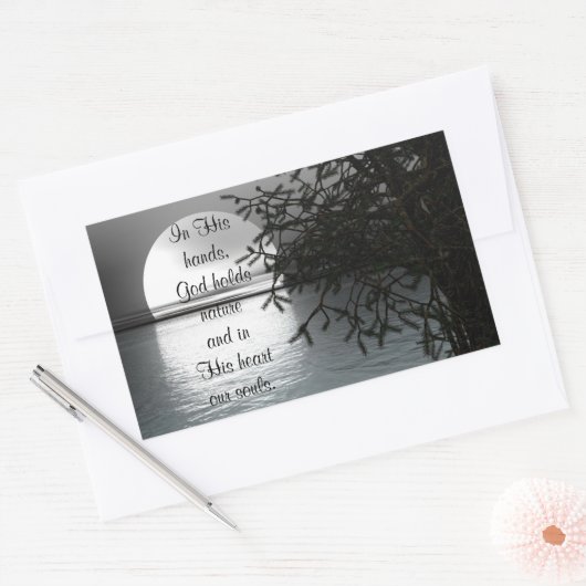 彼の手に月のステッカーを反射して 長方形シール (封筒)