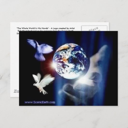 彼の手のポストカードに世界全体 ポストカード (正面/裏面)