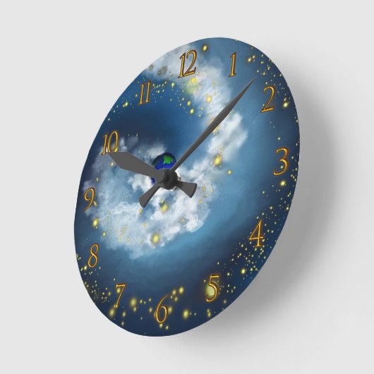 彼の手の中の世界は数え切れない ラウンド壁時計 (傾斜)