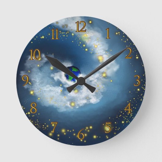 彼の手の中の世界は数え切れない ラウンド壁時計 (正面)