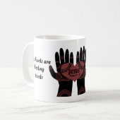 彼の手は手を癒している コーヒーマグカップ (正面左)