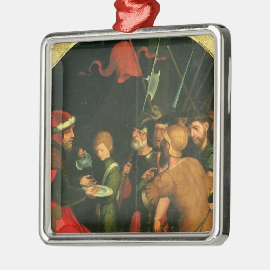 彼の手を洗浄しているPontius Pilate メタルオーナメント (左)