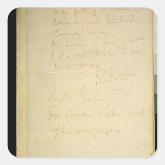 彼の日記、南極の最後のページ スクエアシール (正面)