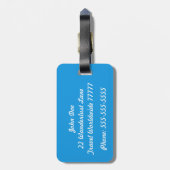 彼の明るい青と白の荷物札 ラゲッジタグ (裏面縦)