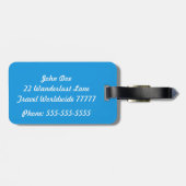 彼の明るい青と白の荷物札 ラゲッジタグ (裏面横)