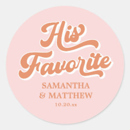 彼の最も愛するレトロな1970年代のピンクとオレンジのウェディング ラウンドシール