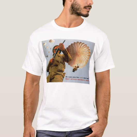 彼の最初に来られて必要とするイギリスの落下傘兵の~ Tシャツ (正面)