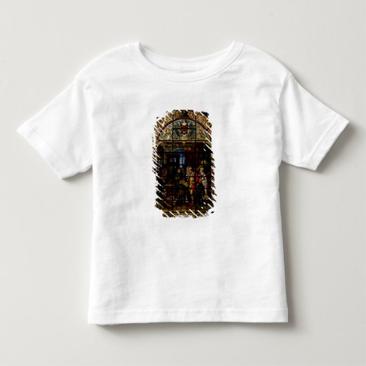 彼の最初印刷された本を示しているウィリアムCaxton トドラーTシャツ (正面)