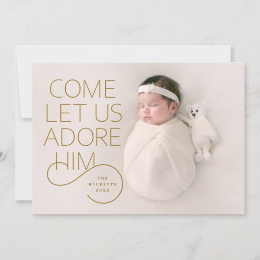 彼の来フルブリードのクリスマスの写真を崇拝しよう 招待状 (正面)