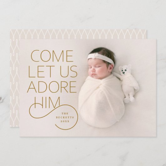 彼の来フルブリードのクリスマスの写真を崇拝しよう 招待状 (正面/裏面)