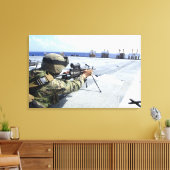 彼の武器を調整している米国海軍 キャンバスプリント (インサイチュ (リビング))