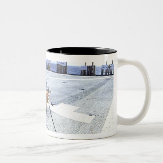 彼の武器を調整している米国海軍 ツートーンマグカップ (右)