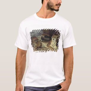 彼の母と遊んでいる若いトラ1830年(油 Tシャツ