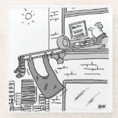 彼の洗つるい流し出すトロンボーン ガラスコースター (正面)