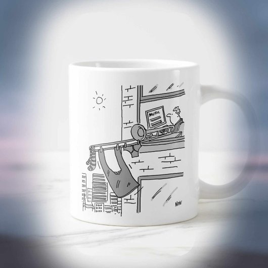 彼の洗つるい流し出すトロンボーン ジャンボコーヒーマグカップ
