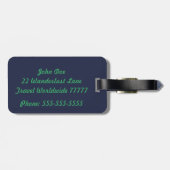 彼の海軍と緑の荷物タグ ラゲッジタグ (裏面横)