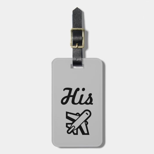 彼の灰色と黒の荷物のタグ ラゲッジタグ (正面縦)