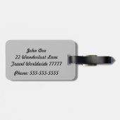 彼の灰色と黒の荷物のタグ ラゲッジタグ (裏面横)