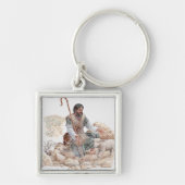 彼の無くなったヒツジを見つけている羊飼いのイラストレーション キーホルダー (正面)