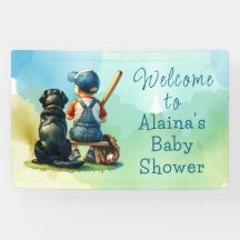 彼の犬と共に小槌を打つ | 少年の赤ちゃんシャワー