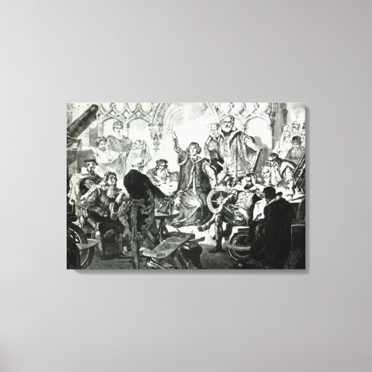 彼の理論を説明するニコラス・コペルニクス キャンバスプリント (正面)