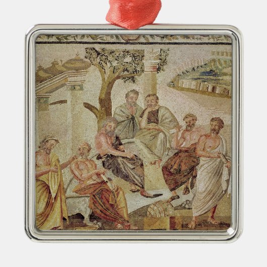 彼の生徒と話すプラトン メタルオーナメント (正面)