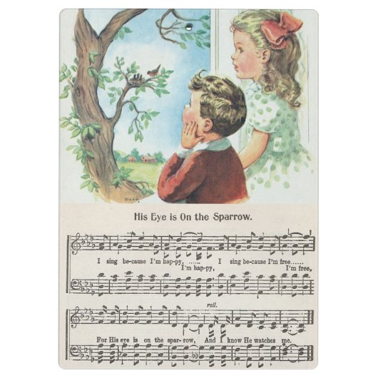 彼の目はすずめのアクリルのクリップボードにあります クリップボード (裏面)