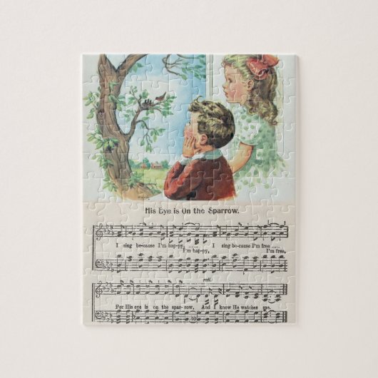 彼の目はすずめのパズルにあります ジグソーパズル (縦)