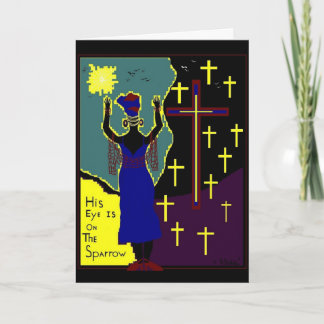 彼の目はすずめの挨拶状にあります カード