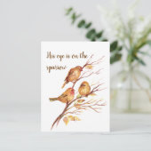 彼の目はすずめ、インスピレーションの鳥の引用文にあります ポストカード (スタンド正面)