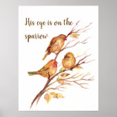 彼の目はスパロウ、インスピレーション・バード引用文 ポスター (正面)