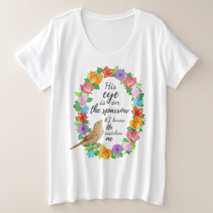 彼の目はスパロー女性のプラスサイズトップ上 プラスサイズTシャツ