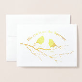 彼の目は雀の心地よい賛美歌の芸術だ 箔カード (封筒付き正面)