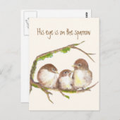 彼の目感動的は雀の上にあり ポストカード (正面/裏面)