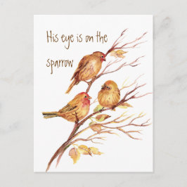 彼の目感動的は雀の上にあり ポストカード