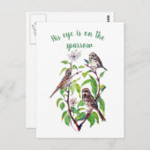 彼の目感動的は雀の上にあり ポストカード (正面/裏面)