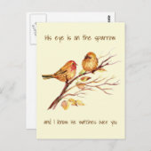 彼の目感動的は雀の上にあり ポストカード (正面/裏面)