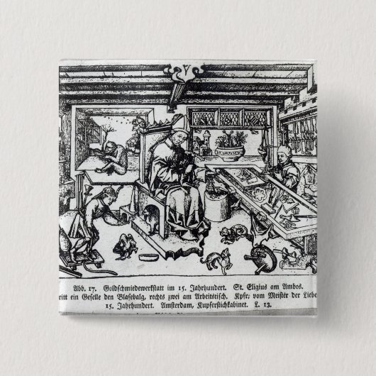 彼の研修会の金細工人としてSt. Eligius 缶バッジ (正面)