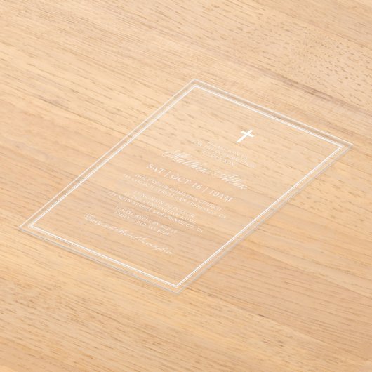 彼の確認 |クロスクラシックエレガント アクリル招待状 (レイダウン)