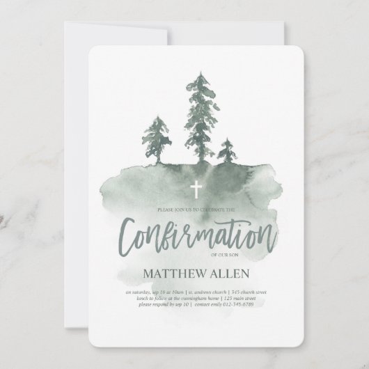 彼の確認 |水彩松 招待状 (正面)