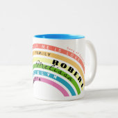 彼の私に対するバナーは愛の家族の虹 ツートーンマグカップ (正面右)