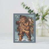 彼の管を煙らす毛皮で覆われたサンタ シーズンポストカード (スタンド正面)