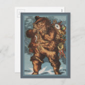 彼の管を煙らす毛皮で覆われたサンタ シーズンポストカード (正面/裏面)